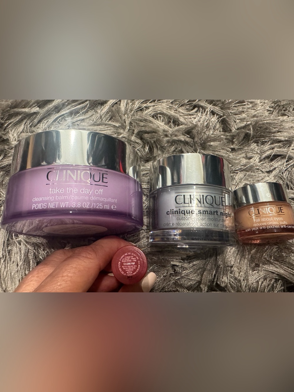 Clinique Purple Cleansing Balm/Night Moisturizer/Eye/Lipstick Lot - New